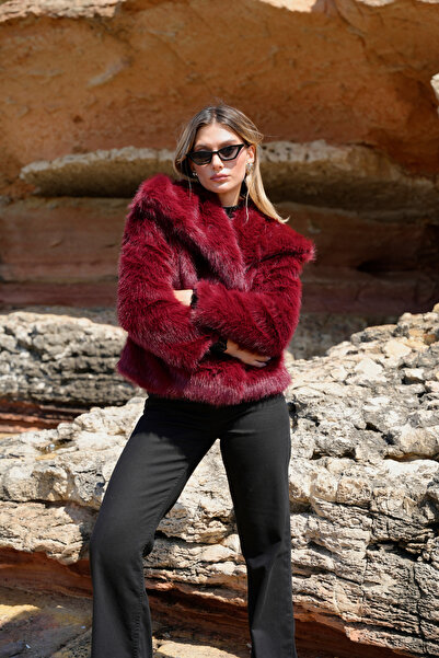 ASEDE Extra Soft Texture Lined Pocket Shawl Collar Plump Fur Coat