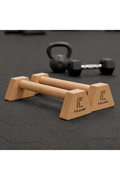 Fitladder Ahşap Şınav Barı (Push Up Bar) 38 Cm – Kaymaz ve Dayanıklı Paralel Bar