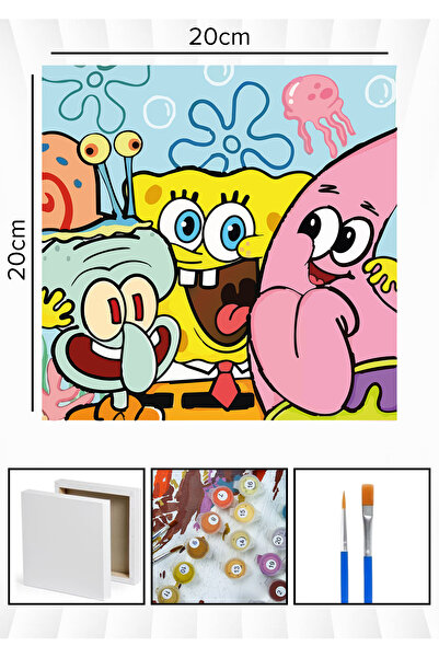 Corvo Sayılarla Boyama 20x20 Cm Tuval Seti Fırça Boya Dahil Çıtaya Gerili - B...