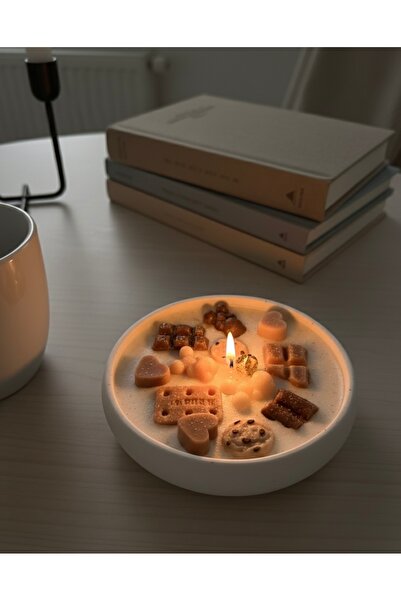 Handmade Çikolata & Bisküvi Temalı Kase Mum - Arkadaşa Sevgiliye Hediye Mum
