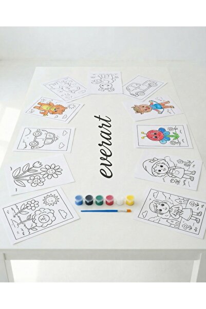 everart Boyama seti,çocuklar için muhteşem 10 adet boyama seti,6 lı akrilik b...