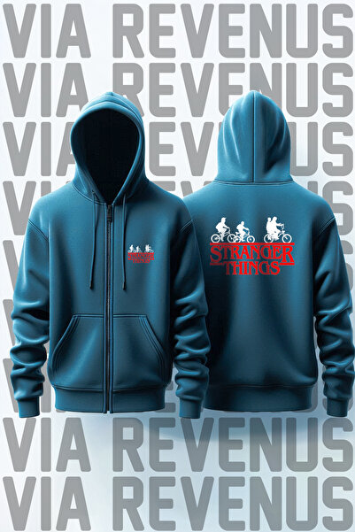 Vordevia Stranger Things Front and Back Printed Unisex Zippered Hooded Sweats...