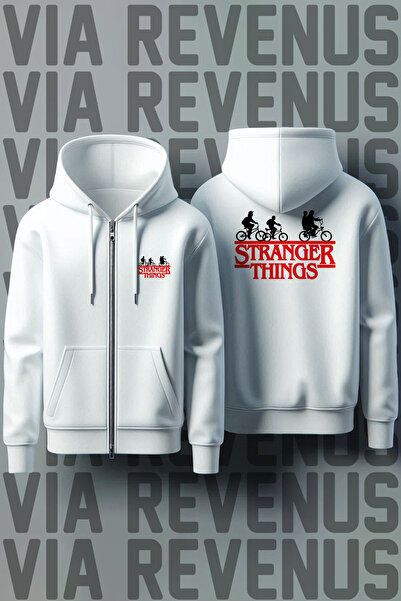 Vordevia Stranger Things Front and Back Printed Unisex Zippered Hooded Sweats...