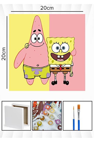 Corvo Sayılarla Boyama 20x20 Cm Tuval Seti Fırça Boya Dahil Çıtaya Gerili - B...