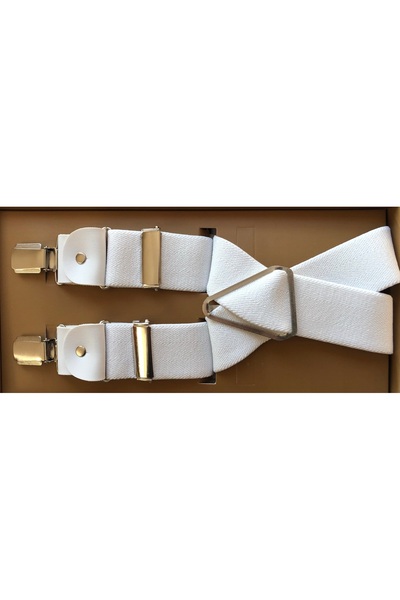 KemerSepeti Beyaz Renkli 4 Klipsli Pantolon Askısı