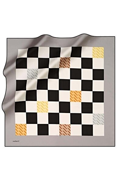 Cacharel Tivil İpek Eşarp IST 8590313 - 915 Gri Ekose Desen