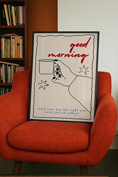 Taranist Kağıt Poster - Good Morning Kahve İllüstrasyonu - Minimal Mutfak Pos...