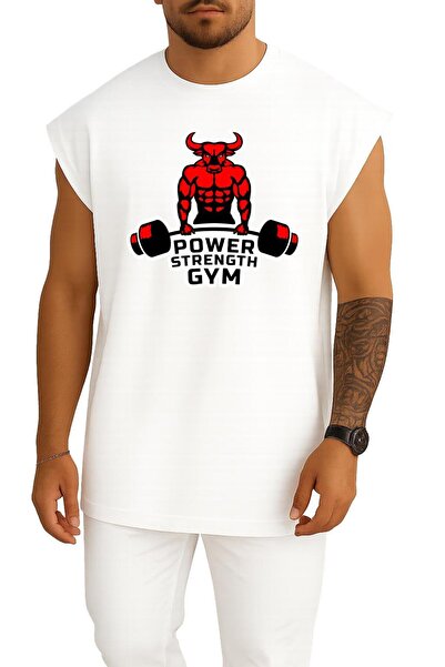 Bahriyeli Collection Oversized Power Strength Chest and Back Printed Athlete