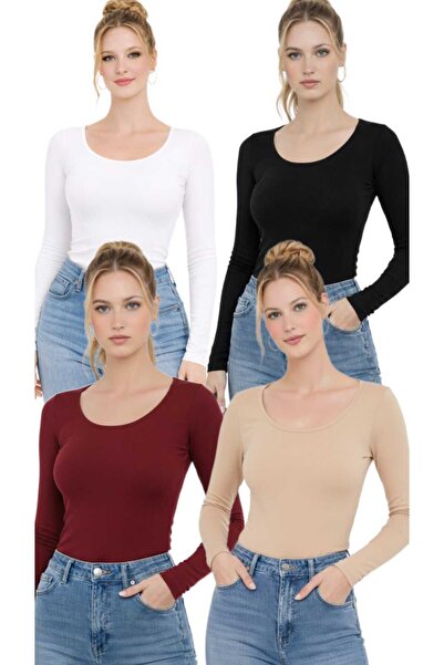 MODARENGİN Women's Long Sleeve Ballerina Collar Blouse-Casual Stylish Design