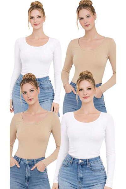 MODARENGİN Women's Long Sleeve Ballerina Collar Blouse-Casual Stylish Design