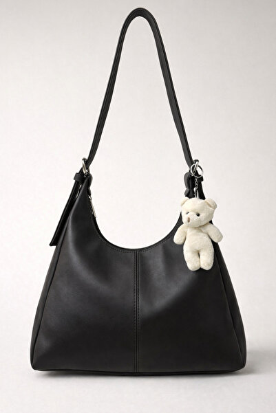 Bersia Women's Teddy Bear Charm Detailed Zipper Closure Black Belt Strap Hand...