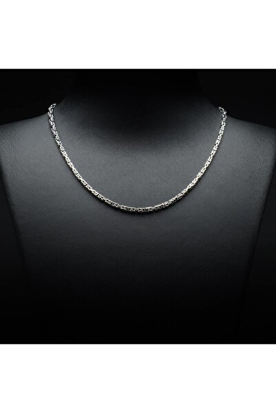 Silvalli 50 Mikron Oksitli Kare Kral Gümüş Zincir