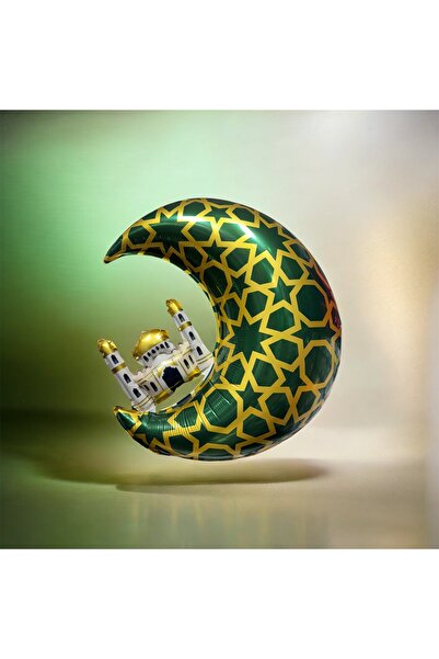 CAVAŞ sun hat 65 cm Büyük Yeşil Altın Desenli Hilal Ve Cami Balonu - Ramazan ...
