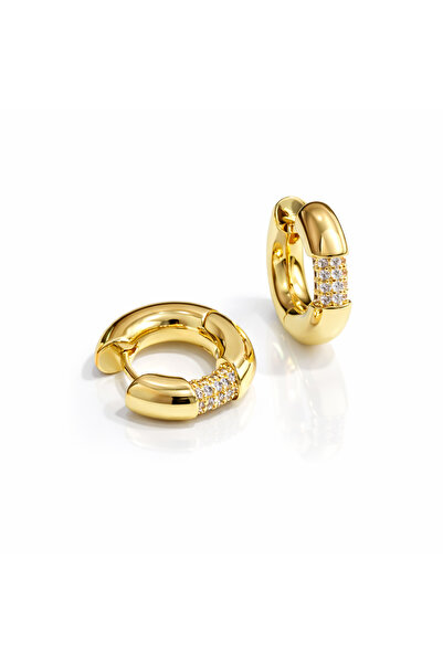 Sense of Atelier Lumina Core Hoop Stone Detailed Hoop Earrings-Gold