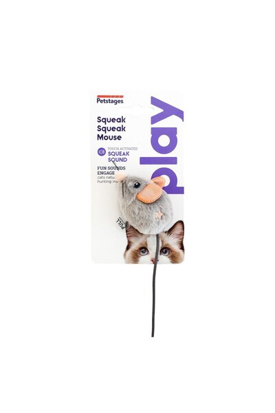 PetStages Squeak Squeak Mouse Plush Kedi Oyuncağı - Gri - 70377M