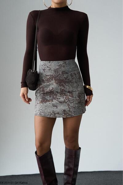 CADDELAMODA Women's Tie-Dye Pattern Mini Jean Skirt