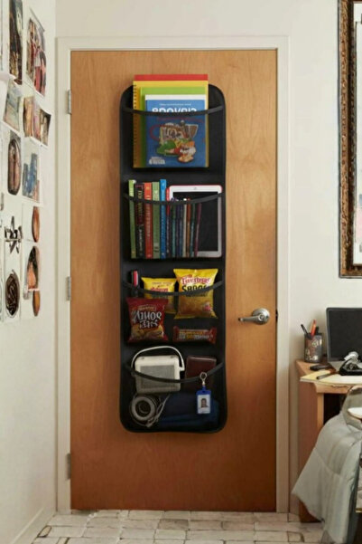 MultiTrendy Black Behind-The-Door Organizer with 4 Pockets, Closet Organizer, Dorm Room Hangable Organizer 32X102 cm