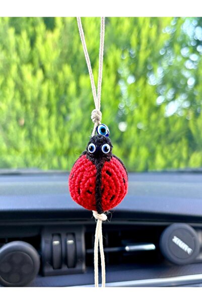 Azrua Knitted Ladybug Car Mirror Ornament Handmade Amigurumi Auto Ornament Ca...
