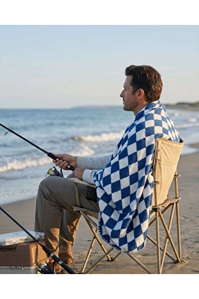 NOVİPACK TV BATTANİYESİ KUZU KALIN POLAR EKOSE MAVİ 130X170 CM