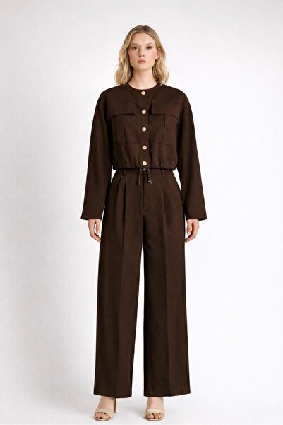 Cara Women's Gabardine Woven Fabric Double Suit K Cargo Pocket I Jacket High ...