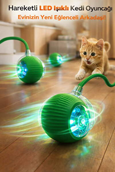 Mırnavistan Akıllı Hareketli Kedi Köpek Oyuncağı – 360° Dönen, LED Işıklı, US...
