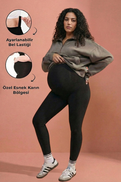 beyora Şardonlu Kışlık Hamile Taytı Esnek Destekli Ayarlanabilir Yüksek Bel