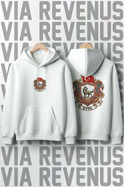 Vordevia Turkish Bozkurt Front and Back Printed Unisex Oversized Hooded Sweat...