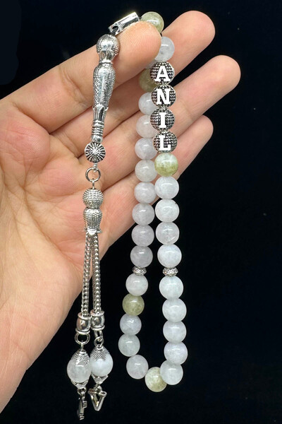 Fabula Silver İsimli Ay Taşı Tesbih Kişiye Özel Harfli Doğal Taş Tespih