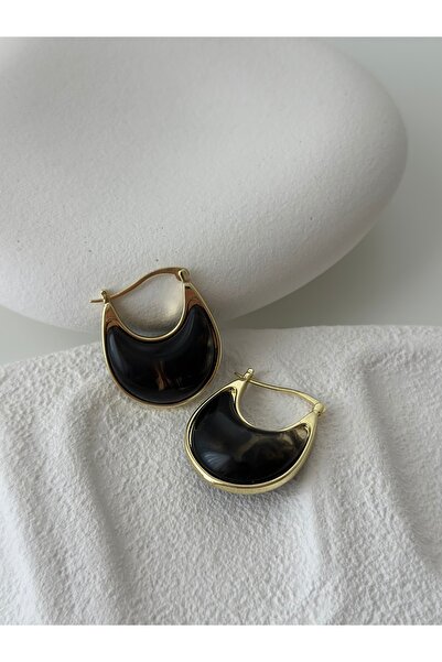 Moss Aksesuar Füme Akrilik Küpe Gold Detaylı