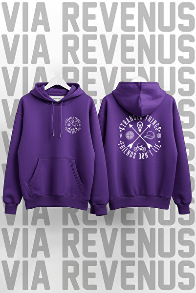 Vordevia Stranger Things Symbol cu imprimeu Unisex supradimensionat cu glugă ...