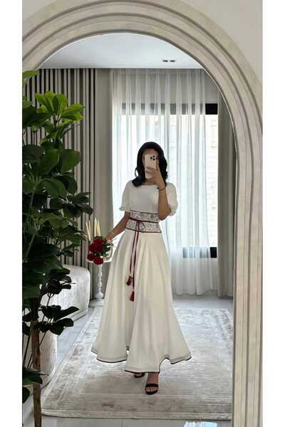 Liva Soft dress with puff sleeves, white color