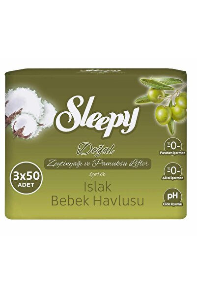 Sleepy 3x50'li Islak Havlu Zeytinyağı Ve Pamuksu Lifler - Standart Standart