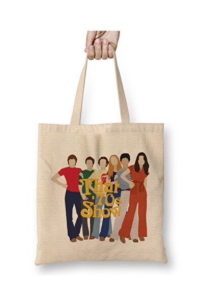 Toyaso That 70S Show White Tote Bag Long Handle Shopping Bag Beach Bag