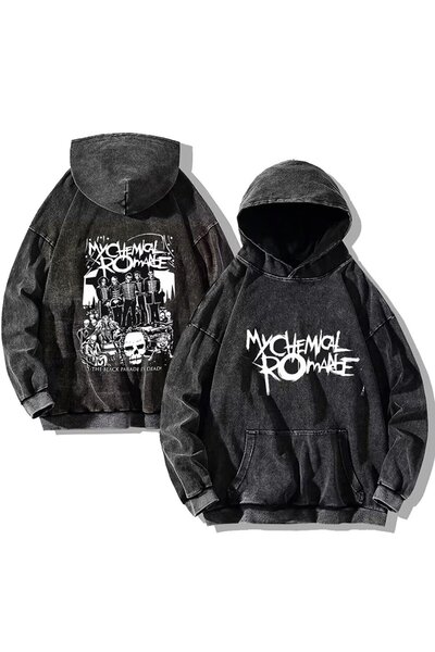 Le Savu Washable My Chemical Romance Series Printed Unisex Hooded Oversized S...