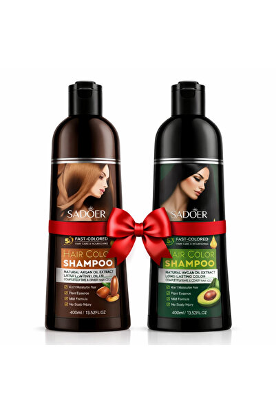 SADOER Промоционален пакет тониран шампоан – черен + кафяв (2×400 мл)