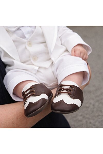 HANNA Pantofiori eleganti maro cu insertie alba