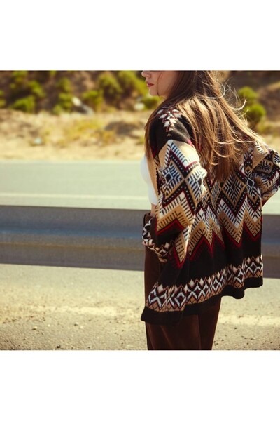 Burcia Kilim Pattern Knitwear Cardigan