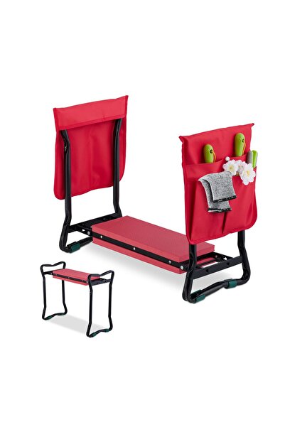 Relaxdays Scaun de grădină cu genunchiere, roșu
