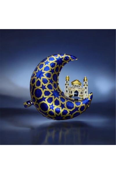 CAVAŞ sun hat 65 cm Büyük Yeşil Altın Desenli Hilal Ve Cami Balonu - Ramazan ...