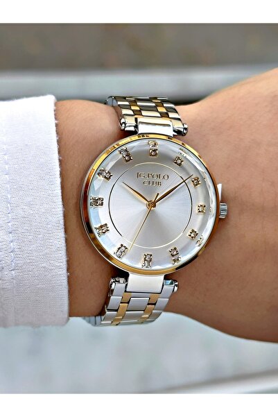 JG. Polo Club Special Design Steel Band Steel Case Silver-Gold Color Women Wristwatch S04419Mr