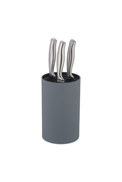 Relaxdays Empty knife holder, plastic, 18 x 11 cm, gray