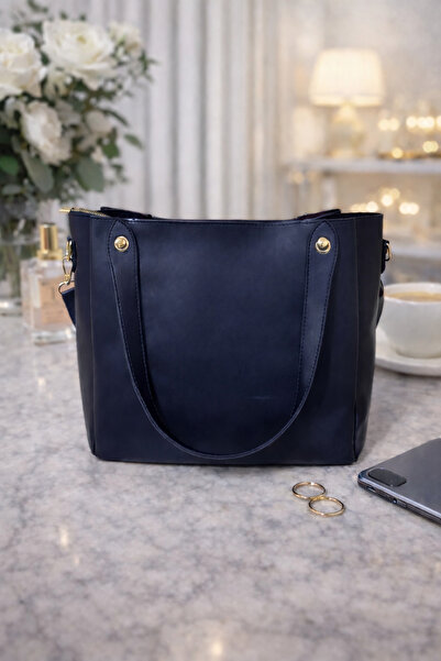 ECRİN LUX ÇANTA Kadın Lacivert Yumuşak Deri Kol ve Omuz Çantası