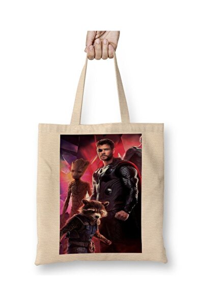 Toyaso Thor Groot E Rock White Tote Bag Long Handle Shopping Bag Beach Bag