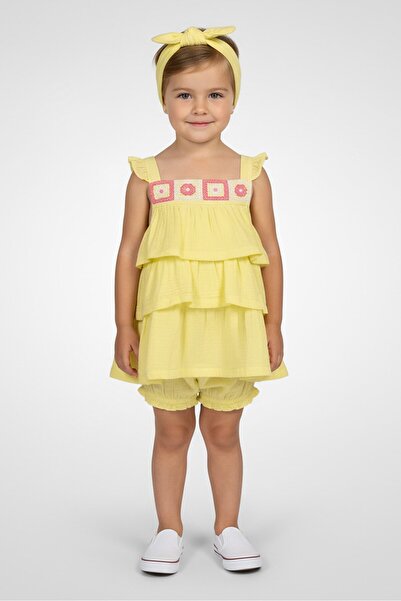 NANETTE LEPORE Toddlers Girl 3 Piece Embroidered Dress And Bottom With Headba...