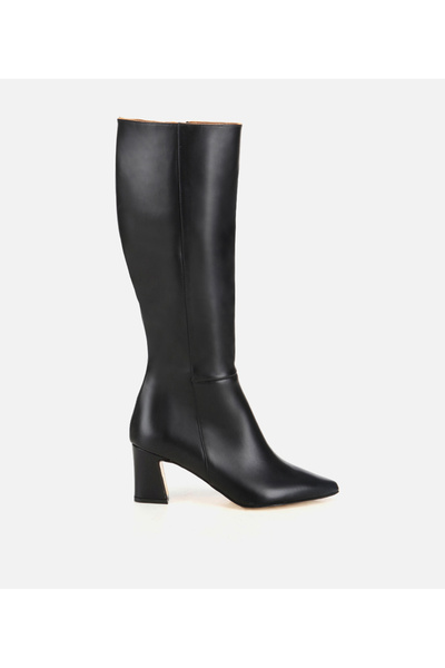 Hotiç Kadın Deri Siyah Sivri Burunlu Topuklu Çizme