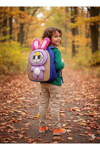 AYDINER TEKSTİL Labubu Embossed Unisex Colorful Children's Backpack