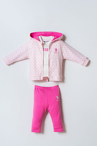 U.S. Polo Assn. Kız Bebek Pembe 3Lü Takım