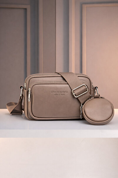 Bersia Women's Mink Multi-Compartment Mini Wallet Detailed Crossbody and Shou...