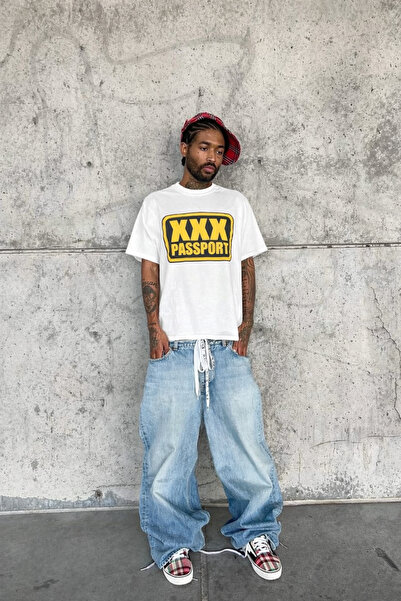 CLASSY.MODA Unisex Crew Neck Front Lettering Printed Oversized Streetwear T-S...