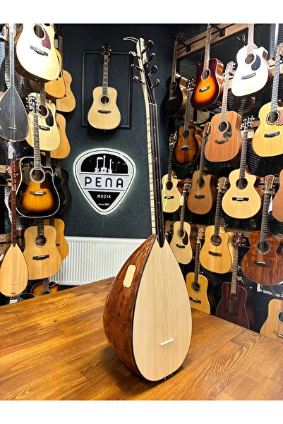 PENA MÜZİK Kısa Sap Üst Seri Tam Profesyonel Maun Bağlama 40 Tekne